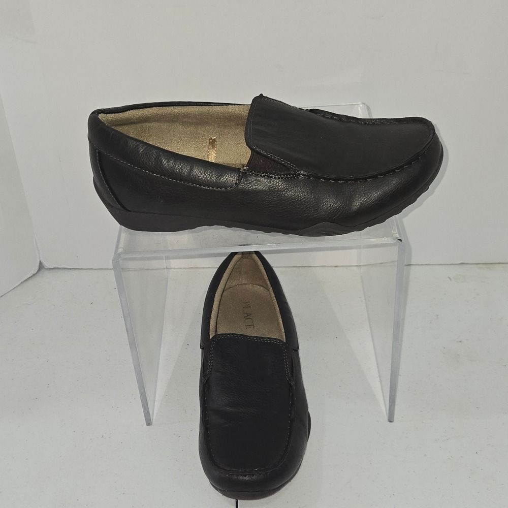 The Childrens Place Boys Brown Faux Leather Loafers Slip On Dress Shoes Size 6